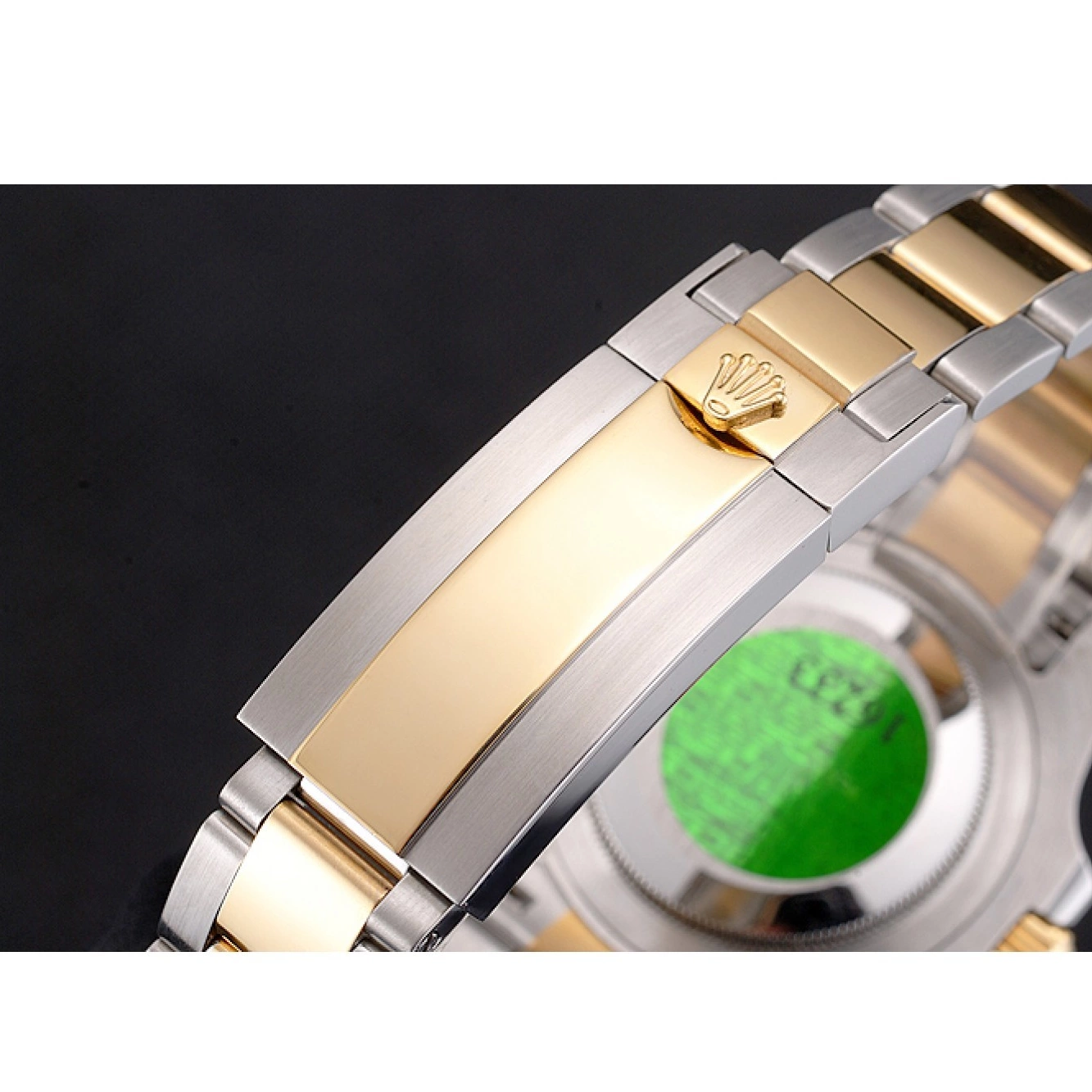 Aaa replica Bezel Black Markings Steel Swiss Diamond Tone Rolex Submariner Bracelet Dial Gold Two Gold 0521